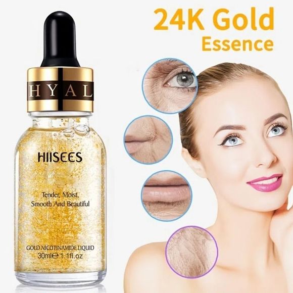 HIISEES 24k infused serum. Smoothes skin & wrinkles, brightens skin, blemishes - Picture 1 of 9